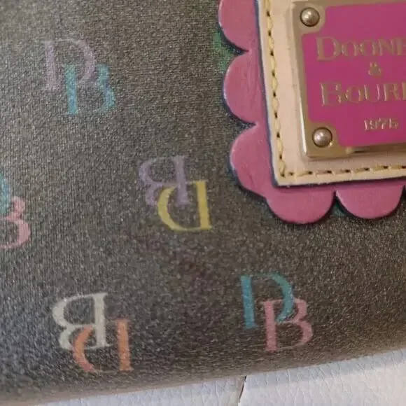 VTG Rare Dooney & Bourke Gray Multicolor Logo Baguette Bag Y2K 90s - Picture 12 of 16